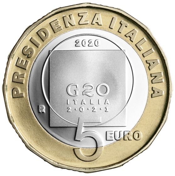 rovescio della moneta da 5 euro italiana