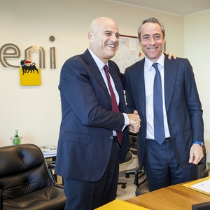 Claudio Descalzi, amministratore  delegato di Eni, e Matteo Del Fante,  amministratore delegato di Terna